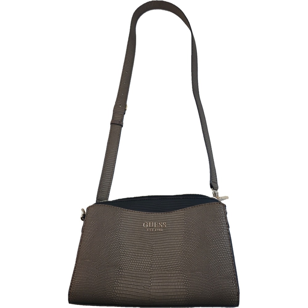GUESS Crossbody Bag Women Brown Lizard Embossed Faux Leather Nwot